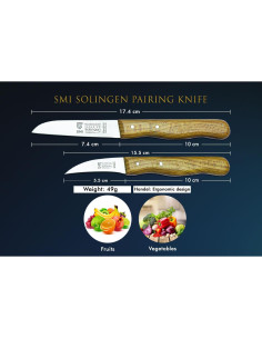 Cuchillo de Pelar SMI Solingen 17.4 cm Acero Inoxidable Madera 2