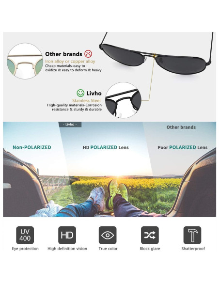 Gafas de Sol Livh Aviador Polarizadas UV400 Dorado Lila