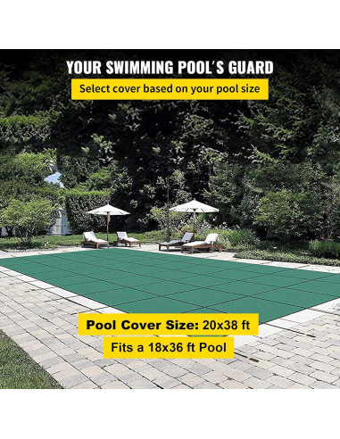 Cubierta de Seguridad para Piscina VEVOR 5.49x10.97m Verde