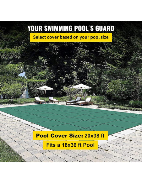 Cubierta de Seguridad para Piscina VEVOR 5.49x10.97m Verde