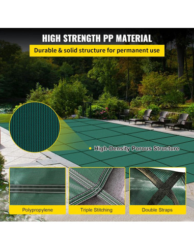 Cubierta de Seguridad para Piscina VEVOR 5.49x10.97m Verde