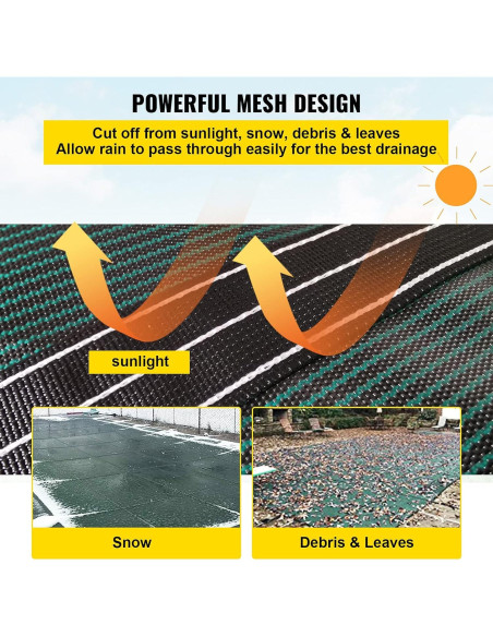 Cubierta de Seguridad para Piscina VEVOR 5.49x10.97m Verde