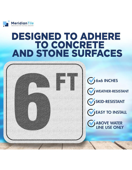 Marcadores de Profundidad de Piscina Vinilo Azulejo 15x15 cm