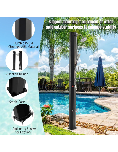Ducha Exterior Solar Goplus 9.3 Galones 7.2 Pies Ajustable