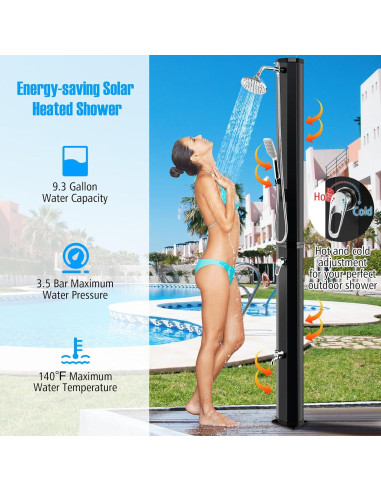 Ducha Exterior Solar Goplus 9.3 Galones 7.2 Pies Ajustable