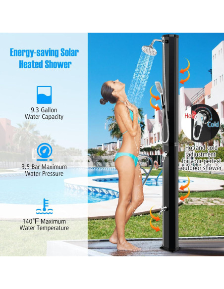 Ducha Exterior Solar Goplus 9.3 Galones 7.2 Pies Ajustable