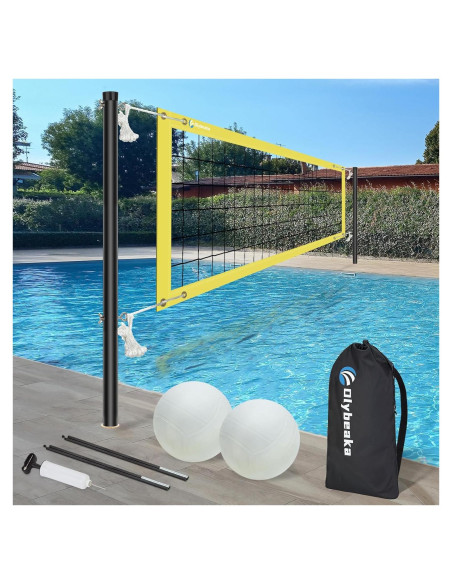 Juego de Voleibol de Piscina Olybeaka con Red Ajustable y 2 Pelotas