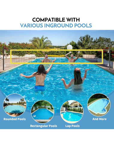 Juego de Voleibol de Piscina Olybeaka con Red Ajustable y 2 Pelotas