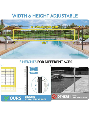 Juego de Voleibol de Piscina Olybeaka con Red Ajustable y 2 Pelotas