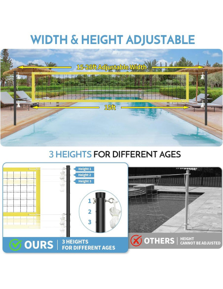 Juego de Voleibol de Piscina Olybeaka con Red Ajustable y 2 Pelotas