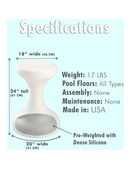 Taburete de piscina sumergible DUNNRITE 61 cm blanco