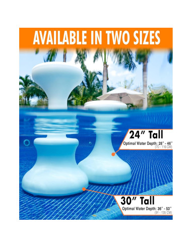 Taburete de piscina sumergible DUNNRITE 61 cm blanco