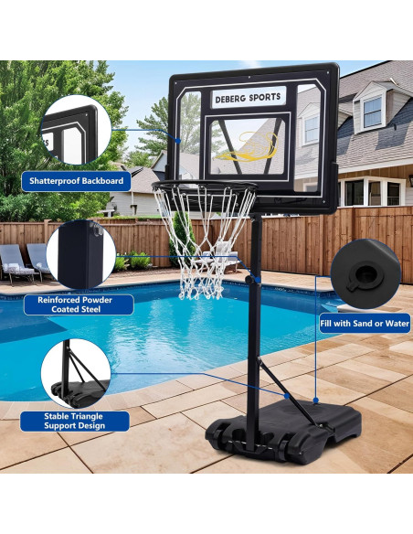 Aro de Baloncesto Portátil DEBERG para Piscina Ajustable 0.91-1.22m