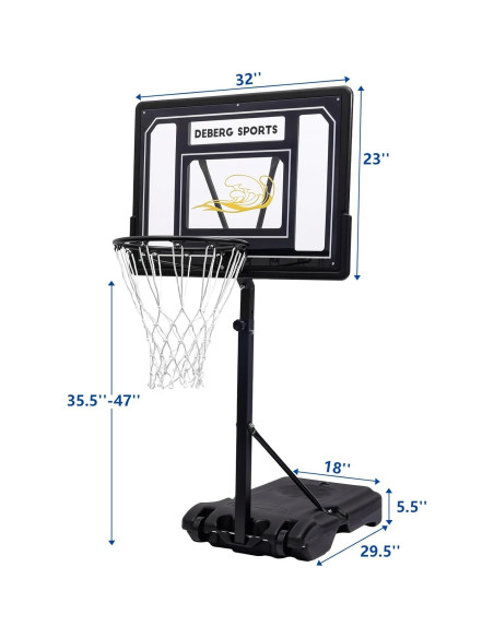 Aro de Baloncesto Portátil DEBERG para Piscina Ajustable 0.91-1.22m