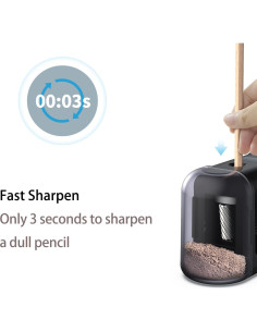 Sacapuntas Eléctrico Portátil LKTOBS Negro para Lápices 6-8mm 2