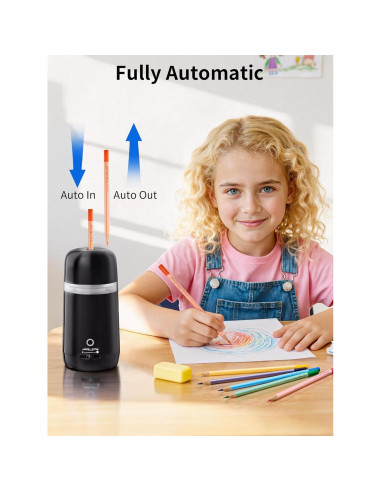 Sacapuntas Eléctrico Automático JARLINK Negro 3 Modos 2000mAh