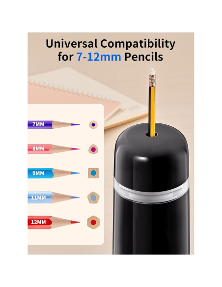 Sacapuntas Eléctrico Automático JARLINK Negro 3 Modos 2000mAh