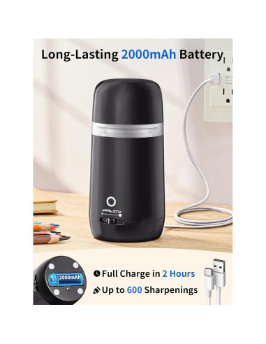 Sacapuntas Eléctrico Automático JARLINK Negro 3 Modos 2000mAh