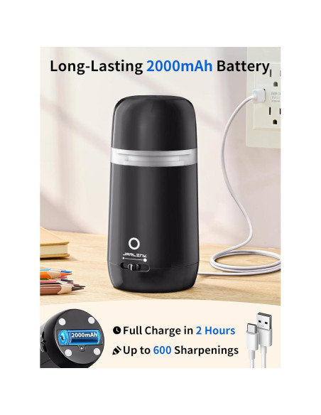 Sacapuntas Eléctrico Automático JARLINK Negro 3 Modos 2000mAh