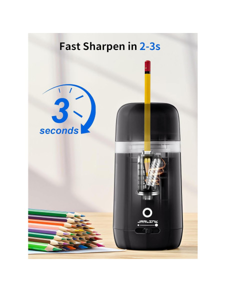Sacapuntas Eléctrico Automático JARLINK Negro 3 Modos 2000mAh