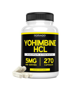 Yohimbina HCL 5mg Dorado Nutrition 270 Cápsulas Veganas
