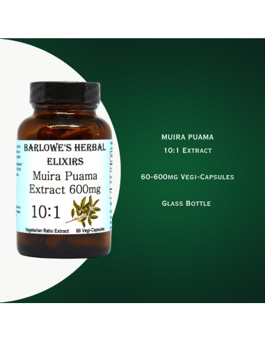 Extracto de Muira Puama 10:1 Barlowe's Herbal Elixirs 600mg 60cápsulas