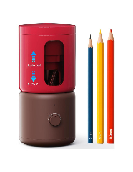 Sacapuntas Eléctrico VUSIGN Rojo 5 Modos Afilado Automático