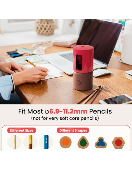 Sacapuntas Eléctrico VUSIGN Rojo 5 Modos Afilado Automático