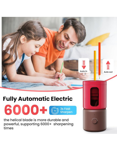 Sacapuntas Eléctrico VUSIGN Rojo 5 Modos Afilado Automático