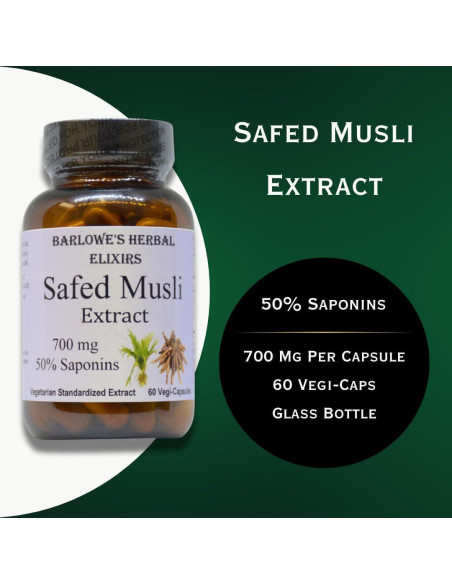 Extracto de Safed Musli Barlowe's Herbal 700 mg 60 Cápsulas Veganas