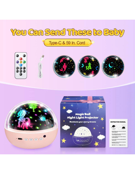 Proyector de Luz Nocturna Unicornio StarYou 3 Películas 93 Efectos