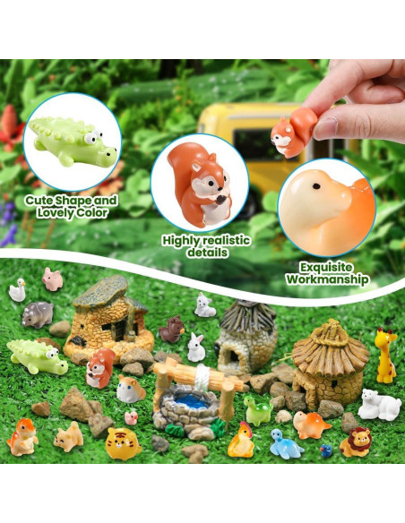 40 Figuras de Animales de Resina DIYDEC para Jardín Miniatura