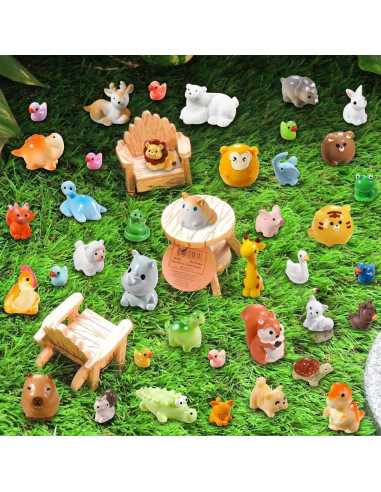 40 Figuras de Animales de Resina DIYDEC para Jardín Miniatura