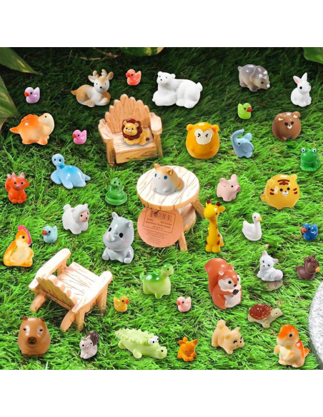 40 Figuras de Animales de Resina DIYDEC para Jardín Miniatura