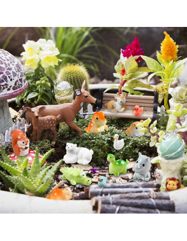 40 Figuras de Animales de Resina DIYDEC para Jardín Miniatura