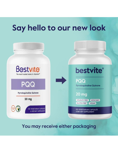 Suplemento PQQ 20mg Bestvite - 120 Cápsulas Veganas