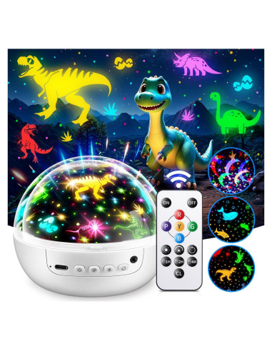 Proyector de Luz Nocturna PIKOY Dinosaurios 3D 31 Colores