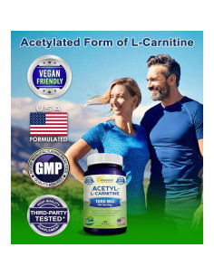 Acetil L-Carnitina 1000mg aSquared Nutrition - 200 Cápsulas Veganas 2
