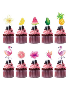 Adornos para Cupcakes WERNNSAI 40 Piezas Flamenco Tropical
