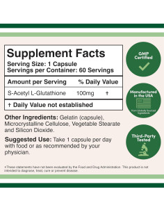 Cápsulas S-Acetil L-Glutatión 100mg - Antioxidante Double Wood 2