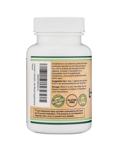 Cápsulas S-Acetil L-Glutatión 100mg - Antioxidante Double Wood