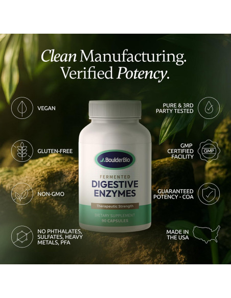 Enzimas Digestivas Boulder Bio 40,000 USP Lipasa Veganas
