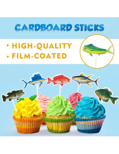 Adornos de Cupcake de Pesca WERNNSAI 36 Piezas Fiesta 2