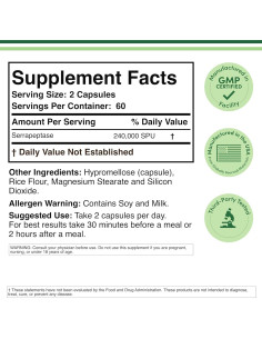 Serrapeptasa 240,000 SPU Double Wood - 120 Cápsulas Vegetales 2