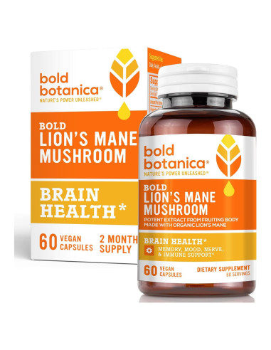 Cápsulas Veganas Hongo Melena de León Bold Botanica 60 Unidades