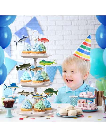 Adornos de Cupcake de Pesca WERNNSAI 36 Piezas Fiesta