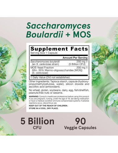 Suplemento Probiótico Jarrow Formulas Saccharomyces 90 Cápsulas