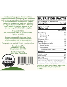 Polvo de Supergreens Orgánico Chérie Corazón Dulce 170 g 2