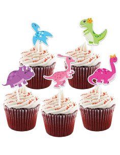 Adornos de Cupcake Dinosaurio WERNNSAI 35 Piezas Fiesta 2