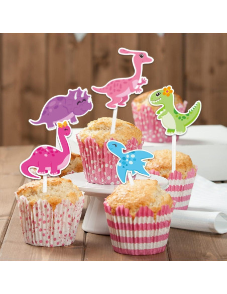 Adornos de Cupcake Dinosaurio WERNNSAI 35 Piezas Fiesta